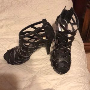 Vera Wang Black Cutout Heels - Size 6